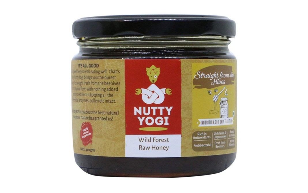 Nutty Yogi Wild Forest Raw Honey   Glass Jar  400 grams
